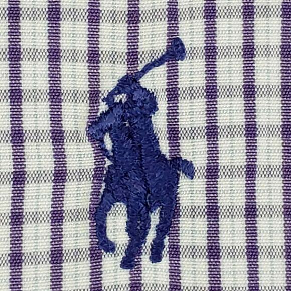 Polo Ralph Lauren Shirt Oxford Button Down Purple Plaid LS Size XL - Picture 4 of 11